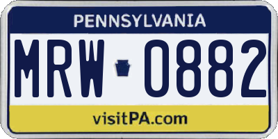 PA license plate MRW0882