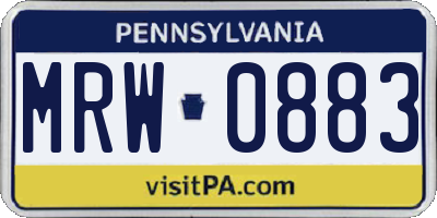 PA license plate MRW0883