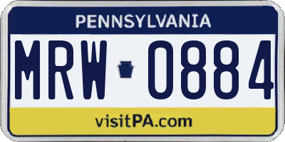 PA license plate MRW0884