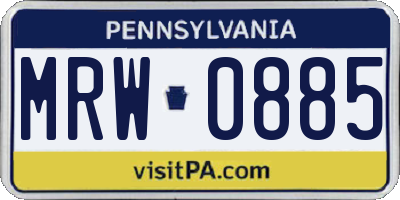 PA license plate MRW0885