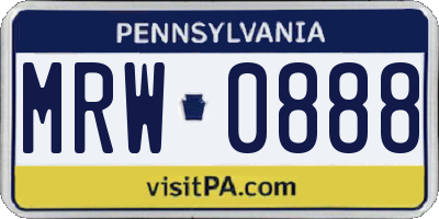 PA license plate MRW0888