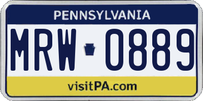 PA license plate MRW0889