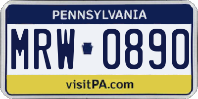 PA license plate MRW0890