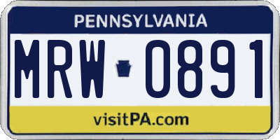 PA license plate MRW0891