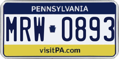 PA license plate MRW0893