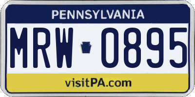 PA license plate MRW0895