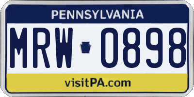 PA license plate MRW0898