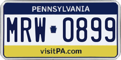 PA license plate MRW0899