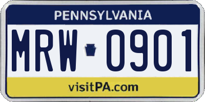 PA license plate MRW0901