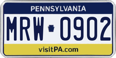 PA license plate MRW0902
