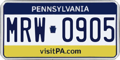 PA license plate MRW0905