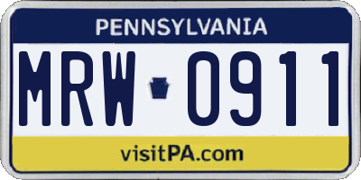 PA license plate MRW0911