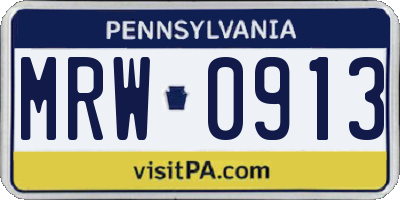 PA license plate MRW0913