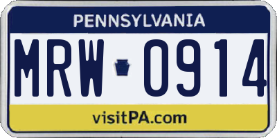 PA license plate MRW0914