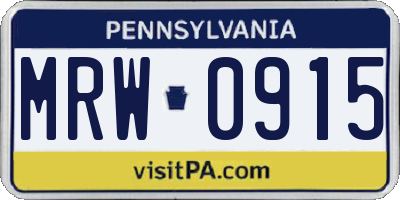PA license plate MRW0915