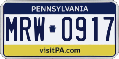 PA license plate MRW0917