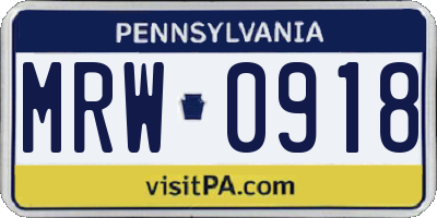 PA license plate MRW0918