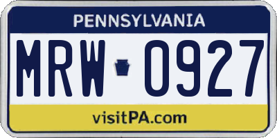 PA license plate MRW0927
