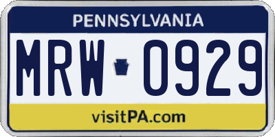 PA license plate MRW0929