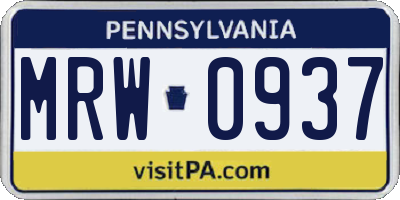 PA license plate MRW0937