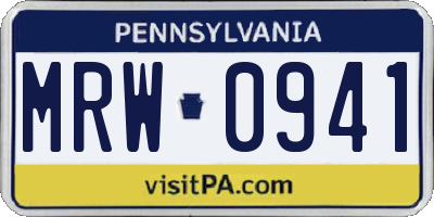 PA license plate MRW0941