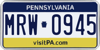 PA license plate MRW0945