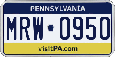 PA license plate MRW0950