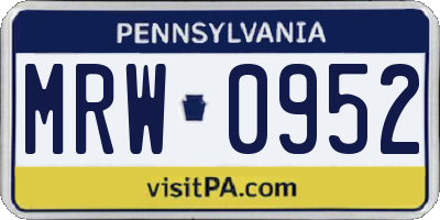 PA license plate MRW0952