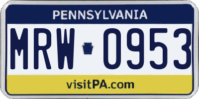 PA license plate MRW0953