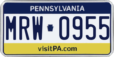 PA license plate MRW0955