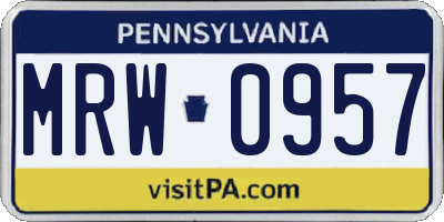PA license plate MRW0957