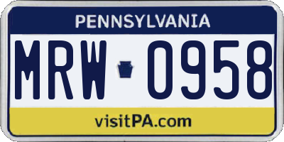 PA license plate MRW0958