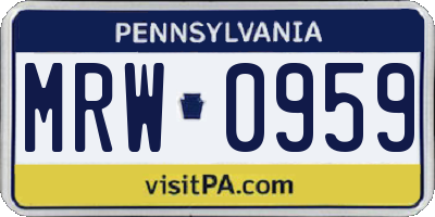 PA license plate MRW0959