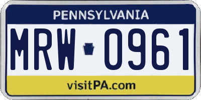 PA license plate MRW0961