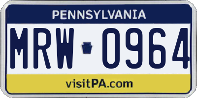 PA license plate MRW0964
