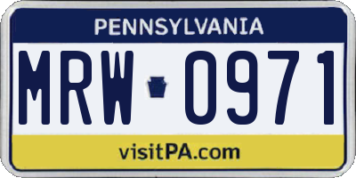 PA license plate MRW0971
