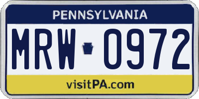 PA license plate MRW0972