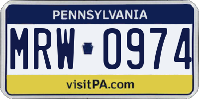 PA license plate MRW0974