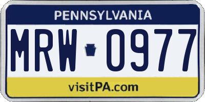 PA license plate MRW0977