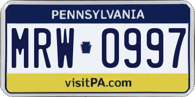 PA license plate MRW0997