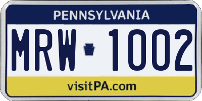 PA license plate MRW1002