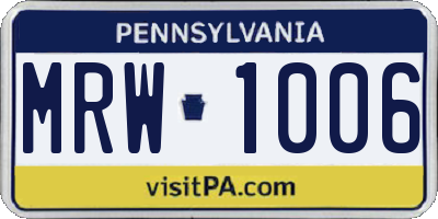 PA license plate MRW1006