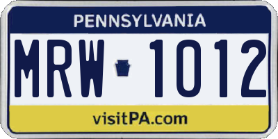 PA license plate MRW1012