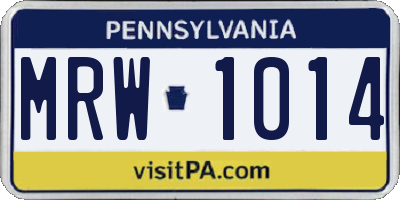 PA license plate MRW1014