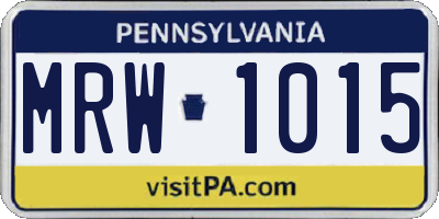 PA license plate MRW1015