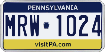 PA license plate MRW1024