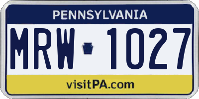 PA license plate MRW1027