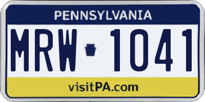 PA license plate MRW1041