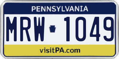 PA license plate MRW1049