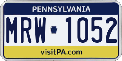 PA license plate MRW1052